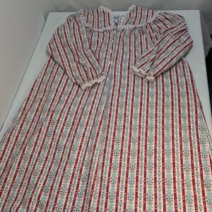 Red and White Striped Floral Nightgown